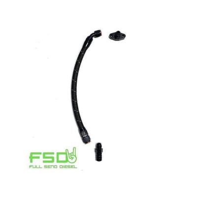 03+ 2nd Gen Swap Turbo Drain Kit Manifold Flipped Up Black Braided Full Send Diesel 