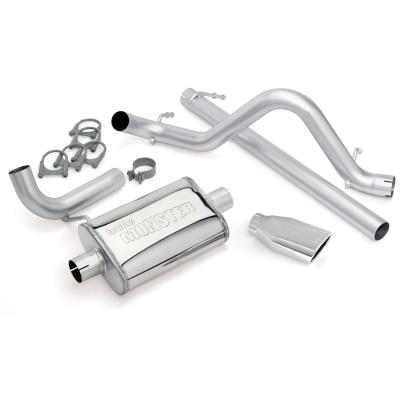 Monster Exhaust System Single Exit Chrome Ob Round Tip 07-11 Jeep 3.8L Wrangler 2 Door Banks Power