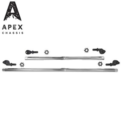 Apex Chassis Heavy Duty 1 Ton Tie Rod &amp; Drag Link Assembly in Polished Aluminum Fits: 07-18 Jeep Wrangler JK JKU Rubicon Sahara Sport.  Note this NO-FLIP kit fits vehicles with a lift of 3.5 inches or less