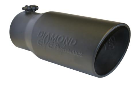 Exhaust Pipe Tip 4 Inch Inlet X 5 Inch Outlet X 12 In. Rolled Angle Black Powdercoat Exhaust Tip Tail Pipe Tips Diamond Eye