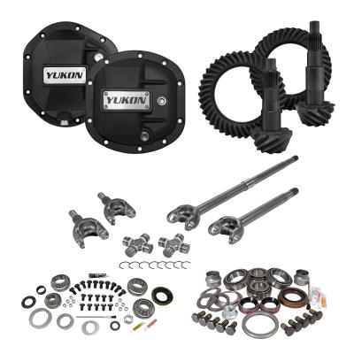 Stage 3 Jeep JK Re-Gear Kit W/Covers Front Axles Dana 30/44 4.11 Ratio JK Non-Rubicon D30/D44 Stage 3 Gear Kit Package 4.11 Ratio F&amp;R Covers &amp; 4340 Front Axles Yukon Gear
