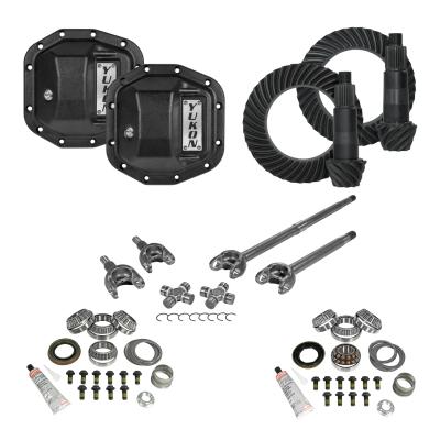 Stage 3 Jeep JL Re-Gear Kit W/Covers Front Axles Dana 30/35 4.11 Ratio JL Non-Rubicon M200 Rear/ M186 Front Stage 3 Gear Kit Package 4.11 F&amp;R Cover &amp; 4340 Front Axles Yukon Gear