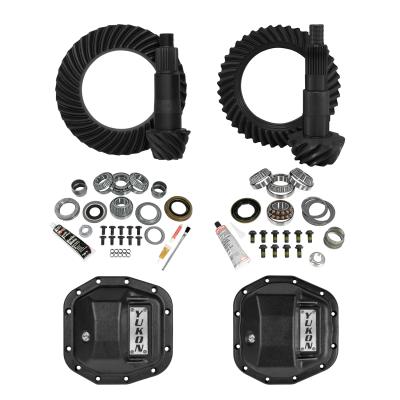 Stage 2 Jeep JL Re-Gear Kit W/Covers Dana 30/44 4.56 Ratio 24/28 Spline JL Non-Rubicon M220 Rear/ M186 Front Stage 2 Gear Kit Package 4.56 Ratio W/ F&amp;R Covers Yukon Gear