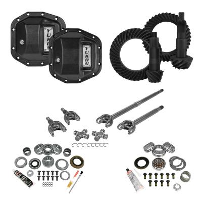 Stage 3 Jeep JL Re-Gear Kit W/Covers Front Axles Dana 30/44 4.56 Ratio JL Non-Rubicon M220 Rear/ M186 Front Stage 3 Gear Kit Package 4.56 F&amp;R Cover &amp; 4340 Front Axles Yukon Gear