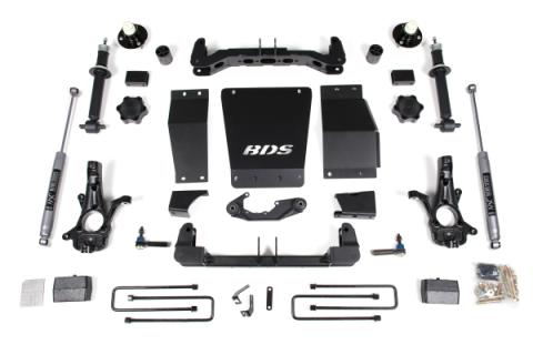 4 Inch Lift Kit Silverado/Sierra 1500 14-18 4WD Leaf Springs Aluminum / Stamped Steel Control Arm Fox 2.0 Performance Shocks