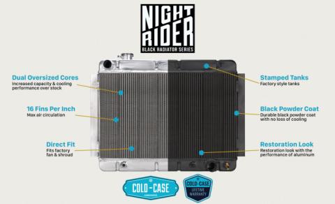 66-79 Ford Truck Bronco Aluminum Radiator Black Night Rider Series Cold Case Radiators