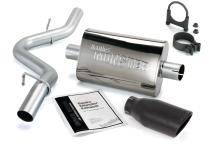 Monster Exhaust System Single Exit Black Ob Round Tip 97-99 Jeep 2.5/4.0L Wrangler Banks Power