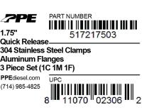 1.75 Inch QR Aluminum V-Band 3 Pc Set 1C 1M 1F PPE Diesel