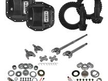 Stage 3 Jeep JL Re-Gear Kit W/Covers Front Axles Dana 30/44 4.56 Ratio JL Non-Rubicon M220 Rear/ M186 Front Stage 3 Gear Kit Package 4.56 F&amp;amp;R Cover &amp;amp; 4340 Front Axles Yukon Gear